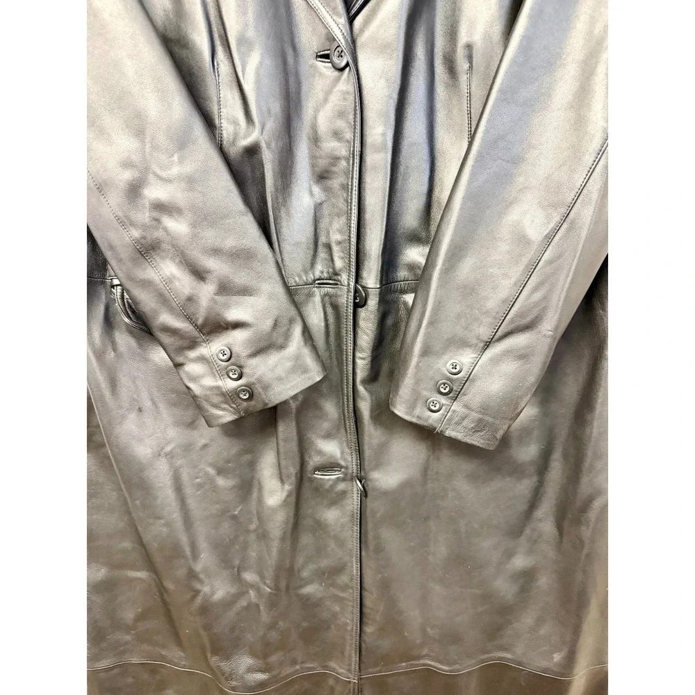 Preston & York Black Leather Long Coat Duster Vintage Men's Size XL - Picture 5 of 10